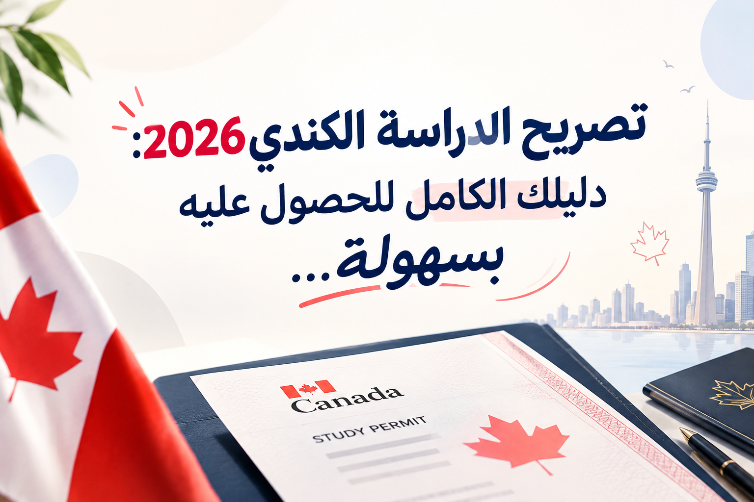 تصريح الدراسة الكندي 2026: دليلك الكامل للحصول عليه بسهولة (7 خطوات)